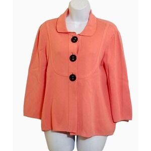 Yarns & Stitches Cardigan Women's Size S Vintage Y2K Long Sleeve Swing Peach